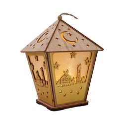 Wooden Ramadan Lantern Ramadan Mubarak Decoration Light Eid Decoration Lantern Lamp For Indoor And Outdoor Use Decoration Ramadan Light 18X13CM