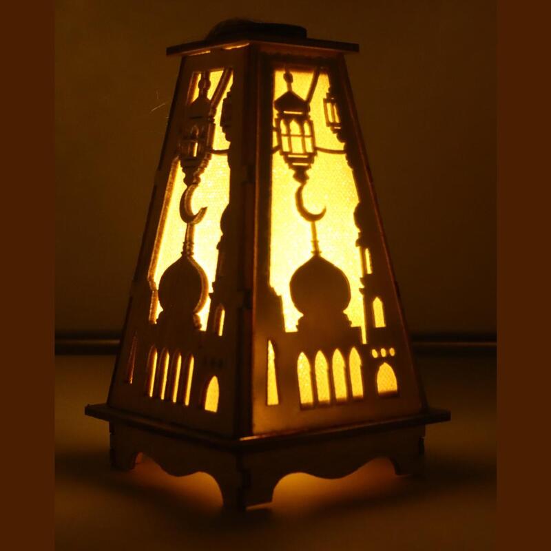 2 Pcs Wooden Ramadan Lantern Ramadan Mubarak Decoration Light Eid Decoration Lantern Lamp For Indoor And Outdoor Use Decoration Ramadan Light 18X13CM