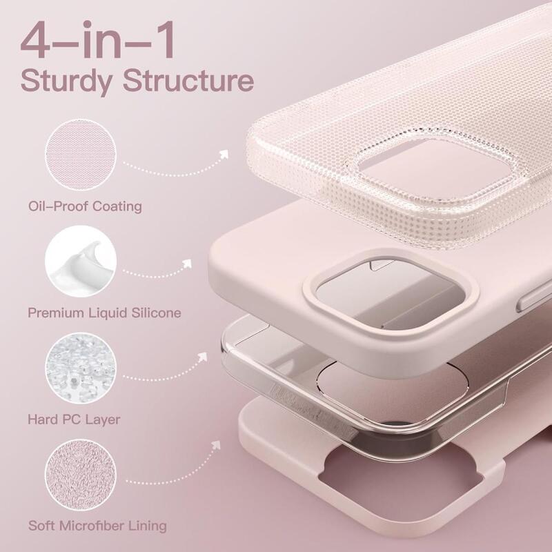 iPhone 15 Plus Case Silicone Phone Case Shockproof Protective Case Cover Anti-Scratch Microfiber Lining 4 Layers Ultra Slim iPhone Case 6.7 Inch iPhone 15 Plus Silicone Case Misty Rose