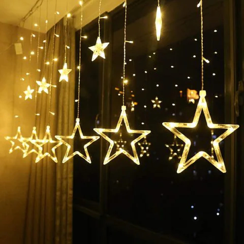 HippoLED Indoor/Outdoor Star with Moon Shaped Decoration Light for House Wedding Party, Warm White