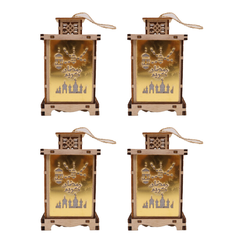 4 Pcs Wooden Ramadan Lantern Ramadan Kareem Decoration Light Eid Decoration Lantern Lamp For Indoor And Outdoor Use Decoration Ramadan Light