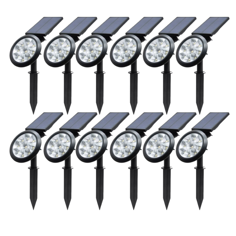 12-Pcs 9 Led Solar Solar Power Landscape Light Outdoor Waterproof Solar Walkway Spotlights Maintain 8-12 Hours Of Lighting For Your Garden, Landscape, Path, Yard, Patio, Driveway Multi Mode And RGB