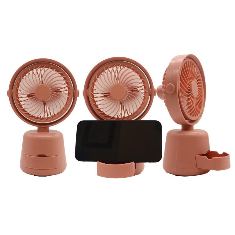 USB Fan Strong Wind Ultra Quiet Small Desk Fan Adjustable Rotation Mini Table Fan With Mobile Holder 2 Fan Speeds And 2 Light Modes Adjustable Fan Personal Fan For Home Office And Desktop Pink