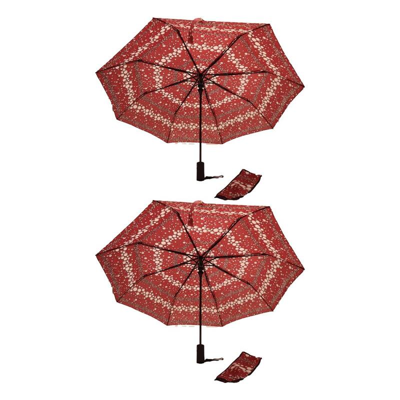 2 Pcs Windproof Large Umbrella For Rain Automatic Open Wind Resistant Umbrellas For Adult Men And Women Travel Umbrella Auto Open For Windproof, Rainproof & UV Protection Red/White