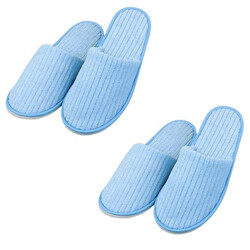 SPA Slippers 2 Pair Disposable Bathroom Slippers Thick Soft Cotton Velvet Hotel Slippers For Home And Travel Unisex Slipper Men And Women Slippers Universal Size UK 10-11 EU 44-45 Fit Blue