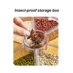 Grain Dispenser Lentil Dispenser 360° Rotating 6 Grid Food Dispenser Dry Food Dispenser Rotatable Sealed Rice Dispenser Food Container Storage Bucket For Kitchen 12KG