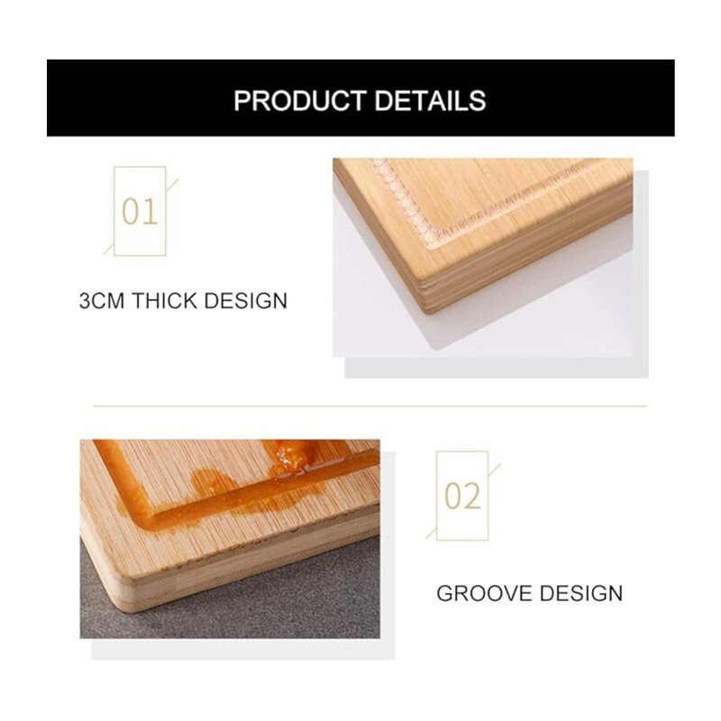 Bamboo Cutting Boards For Kitchen Wooden Cutting Board For Chopping Meat, Vegetables, Fruits, Cheese, Knife Friendly Serving Tray With Handles 40X30CM