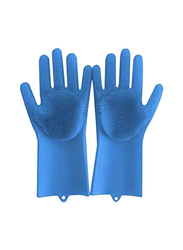 Yuwell Magic Silicone Gloves with Wash Scrubber, 1 Pair, Blue