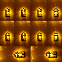سلسلة أضواء رمضان تعمل بالبطارية سلسلة مصابيح LED على شكل نجمة الجنية لمهرجان العيد وديكورات المنزل والحديقة للاستخدام الداخلي والخارجي ضوء رمضان 2 متر 10 قطع