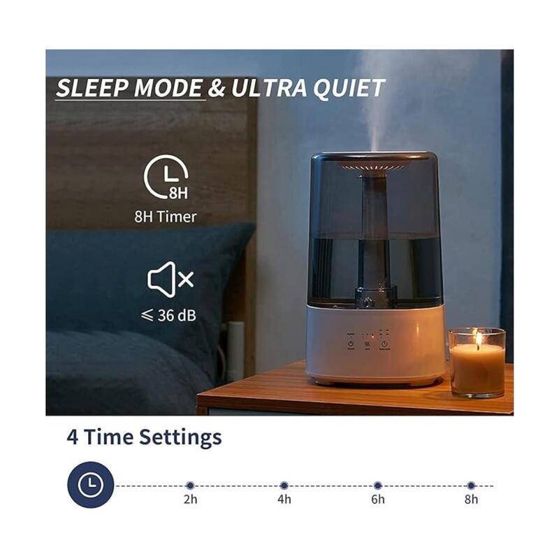 Ultrasonic Humidifiers For Bedroom Top Fill 3.2L Supersized Cool Steam Humidifier With Oil Diffuser Quiet Ultrasonic Aroma Humidifiers For Home Large Room, Baby Multimode And 8H Run Time Black/White