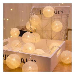 Warm White Cotton Ball String Lights for Bedroom 3M / 9.84Ft 10 LED Cotton Ball Fairy Lights Battery Powered Cotton Ball Lights Indoor Outdoor Party Decoration LED Light