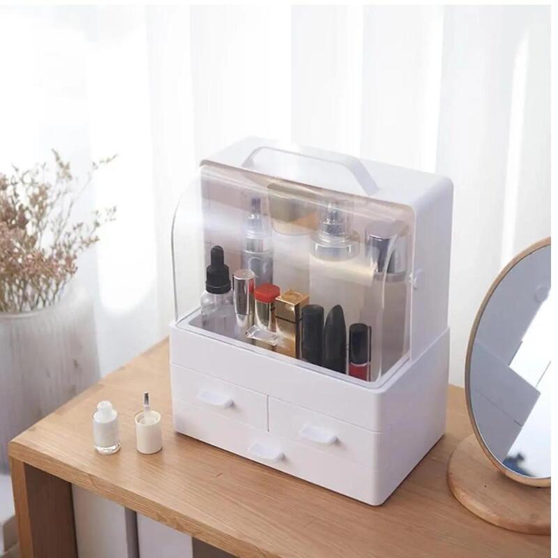 Makeup Perfume Organizer Cosmetic Desk Storage Stand Lotions Display Dust Proof Case Cosmetic Makeup Organizer Stand With Drawers Large Capacity For Your Jewelry And Makeup