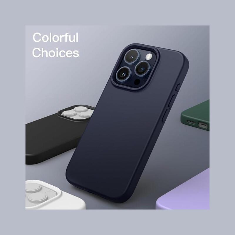iPhone 15 Pro Max Case Silicone Phone Case Shockproof Protective Case Cover Anti-Scratch Microfiber Lining 4 Layers Ultra Slim iPhone Case 6.7 Inch iPhone 15 Pro Max Silicone Case Navy Blue