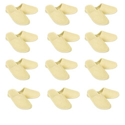 SPA Slippers 12 Pair Disposable Bathroom Slippers Thick Soft Cotton Velvet Hotel Slippers For Home And Travel Unisex Slipper Men And Women Slippers Universal Size UK 10-11 EU 44-45 Fit Yellow