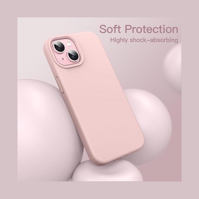 iPhone 15 Case Silicone Phone Case Shockproof Protective Case Cover Anti-Scratch Microfiber Lining 4 Layers Ultra Slim iPhone Case 6.1 Inch iPhone 15 Silicone Case Pink