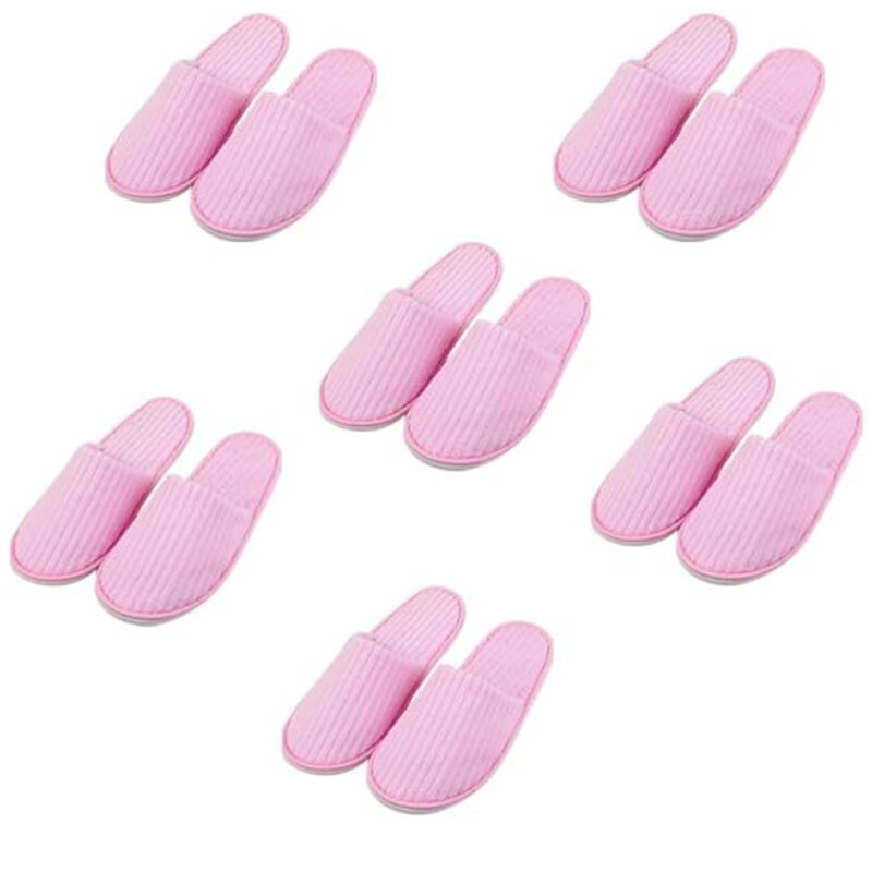 SPA Slippers 6 Pair Disposable Bathroom Slippers Thick Soft Cotton Velvet Hotel Slippers For Home And Travel Unisex Slipper Men And Women Slippers Universal Size UK 10-11 EU 44-45 Fit pink