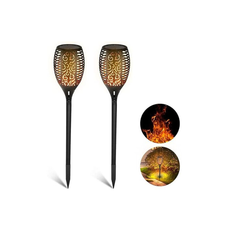 

Yuwell Solar Lights Upgraded Camping Light 58CM IP65 Waterproof Flickering Flames 33 LED Torches Lights Outdoor Solar Landscape Decoration Lighting Auto On/O