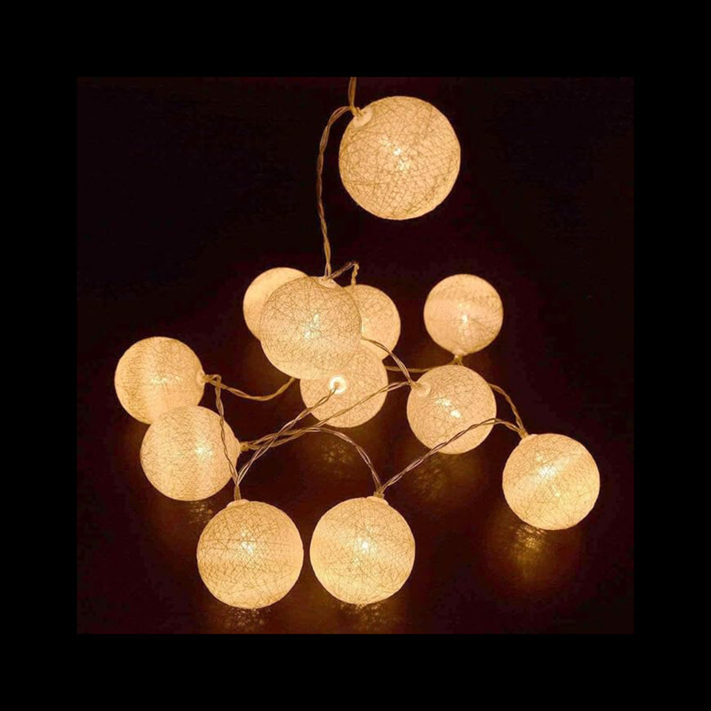 Warm White Cotton Ball String Lights for Bedroom 3M / 9.84Ft 10 LED Cotton Ball Fairy Lights Battery Powered Cotton Ball Lights Indoor Outdoor Party Decoration LED Light