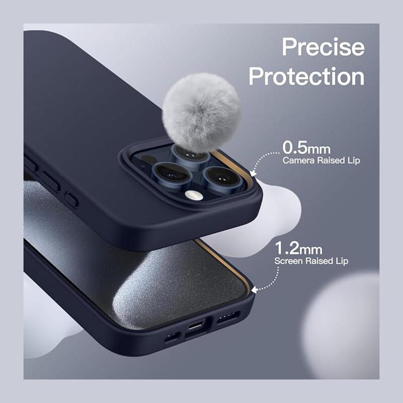 iPhone 15 Pro Max Case Silicone Phone Case Shockproof Protective Case Cover Anti-Scratch Microfiber Lining 4 Layers Ultra Slim iPhone Case 6.7 Inch iPhone 15 Pro Max Silicone Case Navy Blue