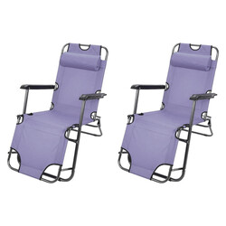 2 Pcs Reclinable Camping Chair, Folding Camping Chairs For Adults with Armrests Lightweight Portable For Beach Chair Perfect For Caravan Trips, BBQs, Garden And Picnic 153X60X80CM Purple