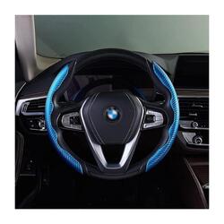 Carbon Fiber Steering Wheel Cover For Unisex Safe And Non Slip Car Steering Cover Universal Fit Car Steering Wheel Protector Carbon Texture For Auto Truck Van SUV Blue