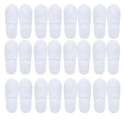 SPA Slippers 12 Pair Disposable Bathroom Slippers Thick Soft Cotton Velvet Hotel Slippers For Home And Travel Unisex Slipper Men And Women Slippers Universal Size UK 10-11 EU 44-45 Fit White