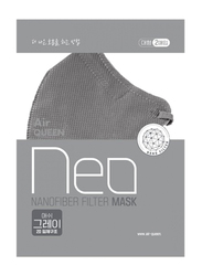 Air Queen Neo Nanofiber Filter Face Mask, Grey, 2 Pieces