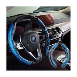 Carbon Fiber Steering Wheel Cover For Unisex Safe And Non Slip Car Steering Cover Universal Fit Car Steering Wheel Protector Carbon Texture For Auto Truck Van SUV Blue