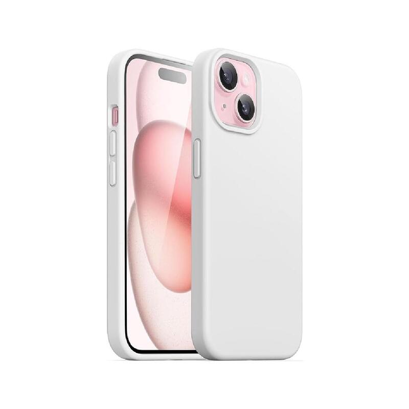 iPhone 15 Plus Case Silicone Phone Case Shockproof Protective Case Cover Anti-Scratch Microfiber Lining 4 Layers Ultra Slim iPhone Case 6.7 Inch iPhone 15 Plus Silicone Case Off White