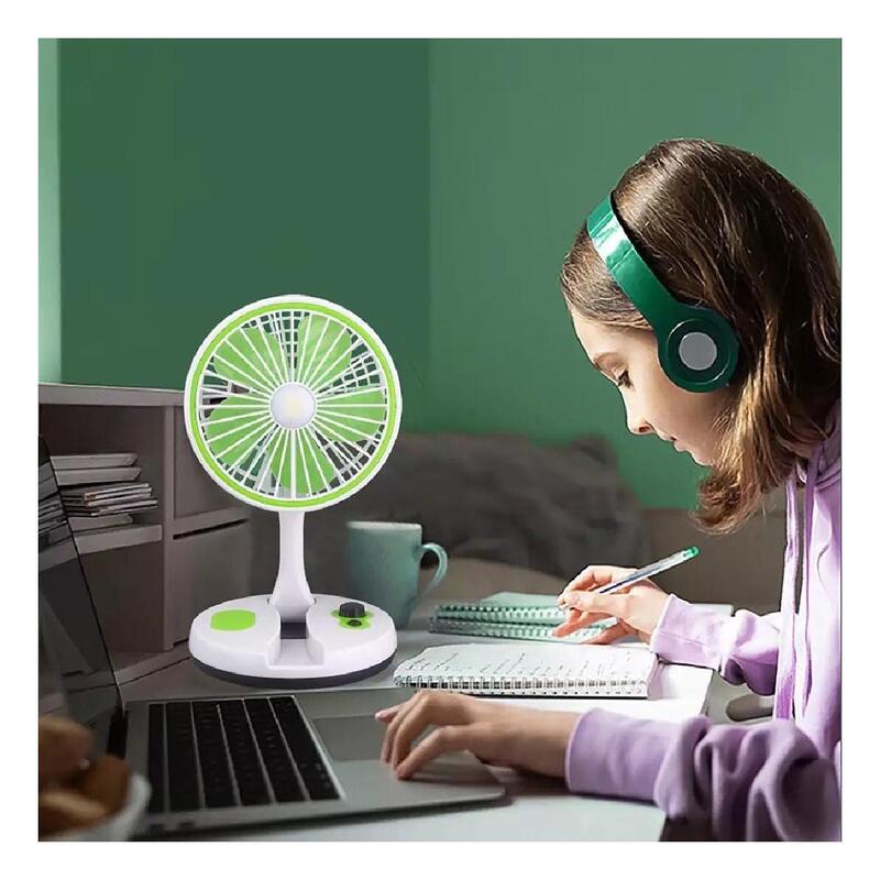 Desktop Fan Foldable Fan With LED Light Type-C Charging Folding Fan Portable Cooler Fan Low Noise Air Cooling Fan For Home Desk And Office