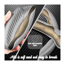 Carbon Fiber Steering Wheel Cover For Unisex Safe And Non Slip Car Steering Cover Universal Fit Car Steering Wheel Protector Carbon Texture For Auto Truck Van SUV Silver