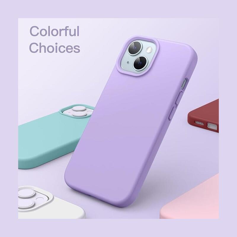 iPhone 15 Case Silicone Phone Case Shockproof Protective Case Cover Anti-Scratch Microfiber Lining 4 Layers Ultra Slim iPhone Case 6.1 Inch iPhone 15 Silicone Case Purple