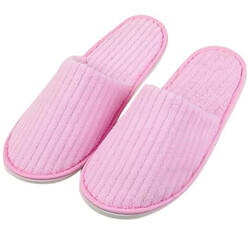 SPA Slippers 1 Pair Disposable Bathroom Slippers Thick Soft Cotton Velvet Hotel Slippers For Home And Travel Unisex Slipper Men And Women Slippers Universal Size UK 10-11 EU 44-45 Fit pink