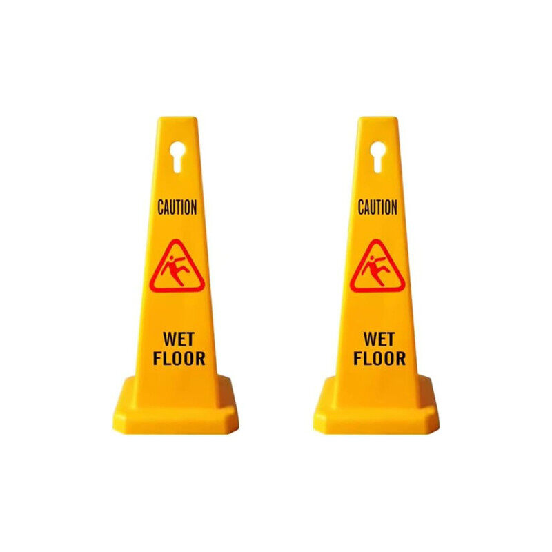 

Yuwell 2 Pcs 4 Sides View Caution Wet Floor Safety Cone Highly Visible Yellow Wet Floor Sign for Safety Easily Noticeable Floor Sign