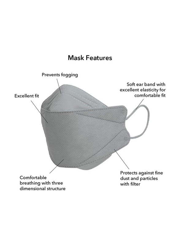 MedOne KF94 Protective Face Mask, Grey, 10 Pieces