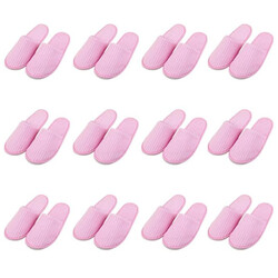 SPA Slippers 12 Pair Disposable Bathroom Slippers Thick Soft Cotton Velvet Hotel Slippers For Home And Travel Unisex Slipper Men And Women Slippers Universal Size UK 10-11 EU 44-45 Fit pink