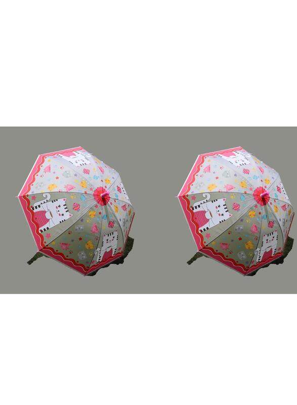 2 Pcs Windproof Kids Umbrella For Rain Automatic Open Wind Resistant Umbrellas For Kids Travel Umbrella Auto Open For Windproof, Rainproof & UV Protection Multicolour