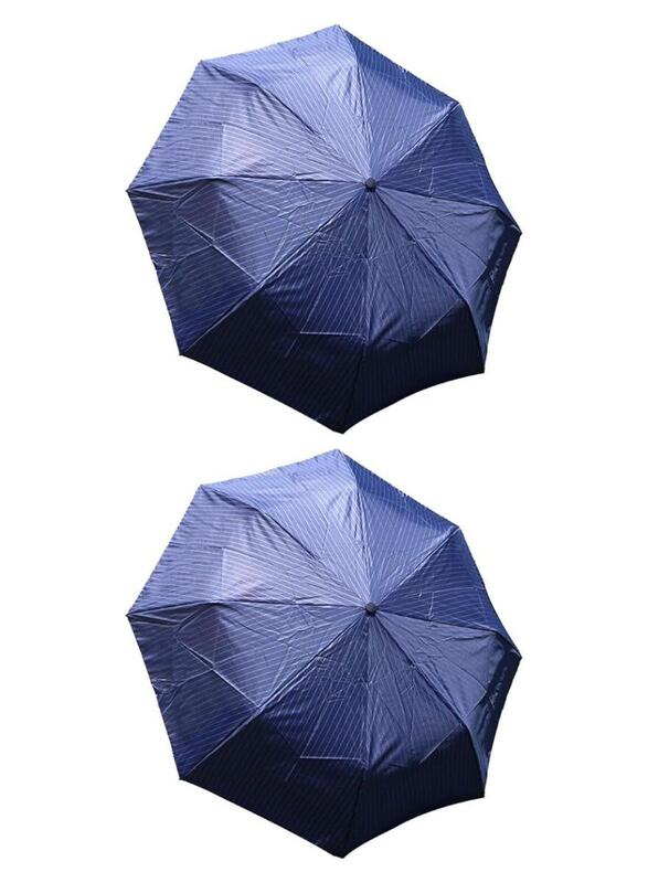 2 Pcs Windproof Large Umbrella For Rain Automatic Open Wind Resistant Umbrellas For Adult Men And Women Travel Umbrella Auto Open For Windproof, Rainproof & UV Protection Blue