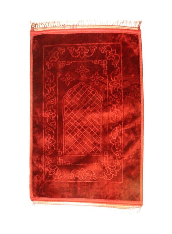 Embossed Prayer Mat Anti-Slip Velvet Top Islamic Prayer Mat Sajadah Prayer Rug Salah Mat For Men And Women Eid Gift And Ramadan Gift 70X110CM Red