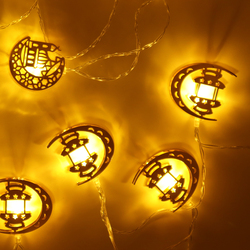 سلسلة أضواء رمضان تعمل بالبطارية سلسلة مصابيح LED على شكل نجمة الجنية لمهرجان العيد وديكورات المنزل والحديقة للاستخدام الداخلي والخارجي ضوء رمضان 2 متر 10 قطع