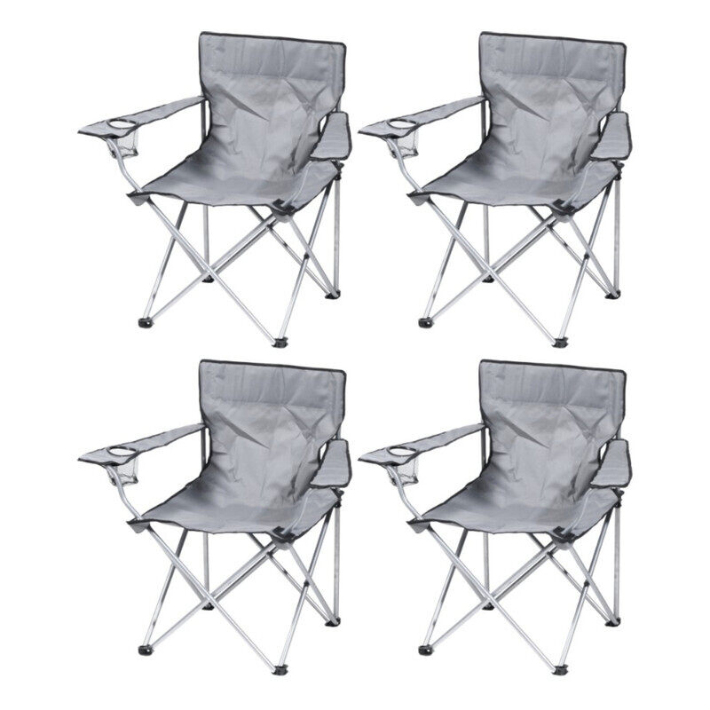 

Yuwell 4Pcs Outdoor Folding Chair With Armrest Camping Fishing Seat Portable Beach Camping Chair Picnic Beach Chair Outdoor Portable Chair 90X57X47CM Grey