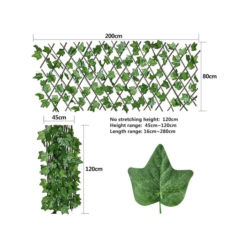 Fence Privacy Screen8 Artificial Leaf Faux Ivy Expandable Stretchable Privacy Fence Screen Leaf Garden For Balcony Patio Outdoor, Decorative Faux Ivy Fencing Panel Size 120X45CM Expanded Size 270X30CM