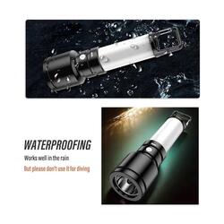 2Pcs Led Flashlight USB Rechargeable Torch Light Hanging Camping Lantern With Side Lamp Waterproof Outdoor Portable Light Flash Light Ideal for Camping Trekking And Outdoor Activities 4 Lighting Modes