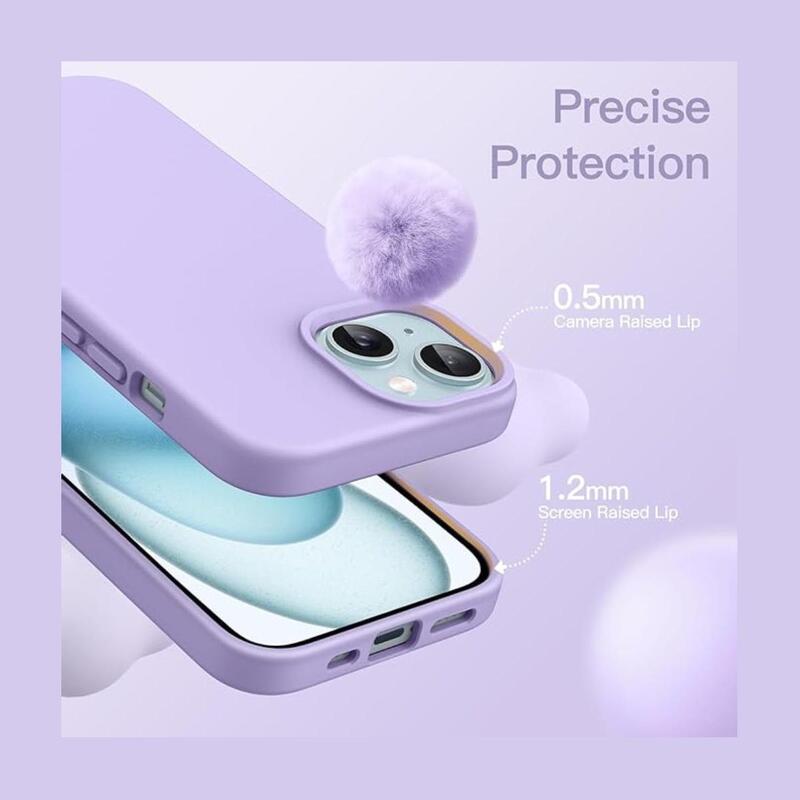 iPhone 15 Plus Case Silicone Phone Case Shockproof Protective Case Cover Anti-Scratch Microfiber Lining 4 Layers Ultra Slim iPhone Case 6.7 Inch iPhone 15 Plus Silicone Case Purple