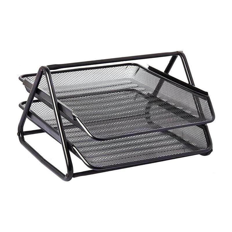 

Yuwell 2-Tier Metal c Organizer Paper Holder for Desk 2 Tier Desk Tray Black