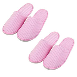 SPA Slippers 2 Pair Disposable Bathroom Slippers Thick Soft Cotton Velvet Hotel Slippers For Home And Travel Unisex Slipper Men And Women Slippers Universal Size UK 10-11 EU 44-45 Fit pink