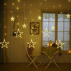 HippoLED Indoor/Outdoor Star with Moon Shaped Decoration Light for House Wedding Party, Warm White