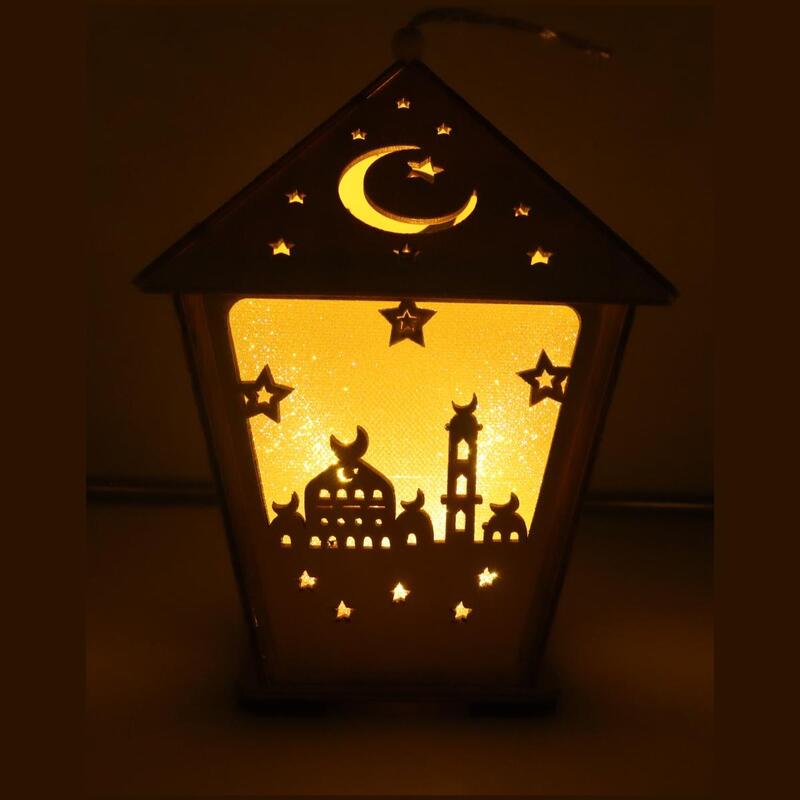 Wooden Ramadan Lantern Ramadan Mubarak Decoration Light Eid Decoration Lantern Lamp For Indoor And Outdoor Use Decoration Ramadan Light 18X13CM