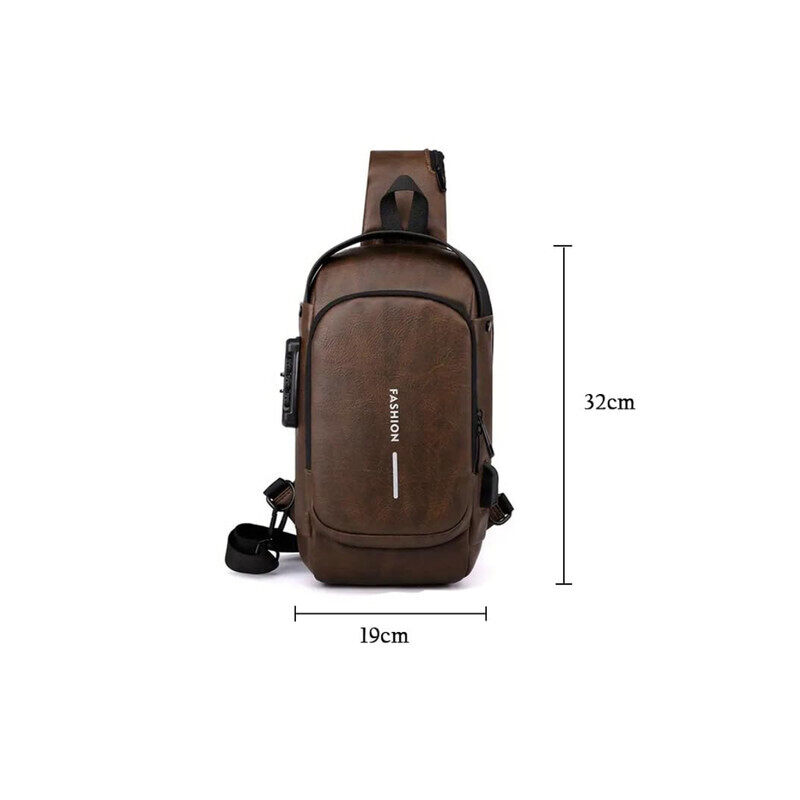 Multifunctional Anti-Theft Travel Bag Crossbody Sling Bag With USB Charging Port Waterproof Backpack Shoulder Bag For Unisex Travel, Work, School, Business, And Cycling Dark Brown