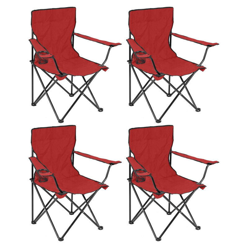 

Yuwell 4Pcs Outdoor Folding Chair With Armrest Camping Fishing Seat Portable Beach Camping Chair Picnic Beach Chair Outdoor Portable Chair 80X47X40CM Red